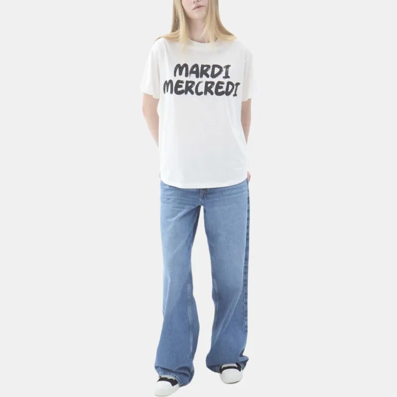 MARDI MERCREDI T Shirt Women's Ivory Black Korean Style-1