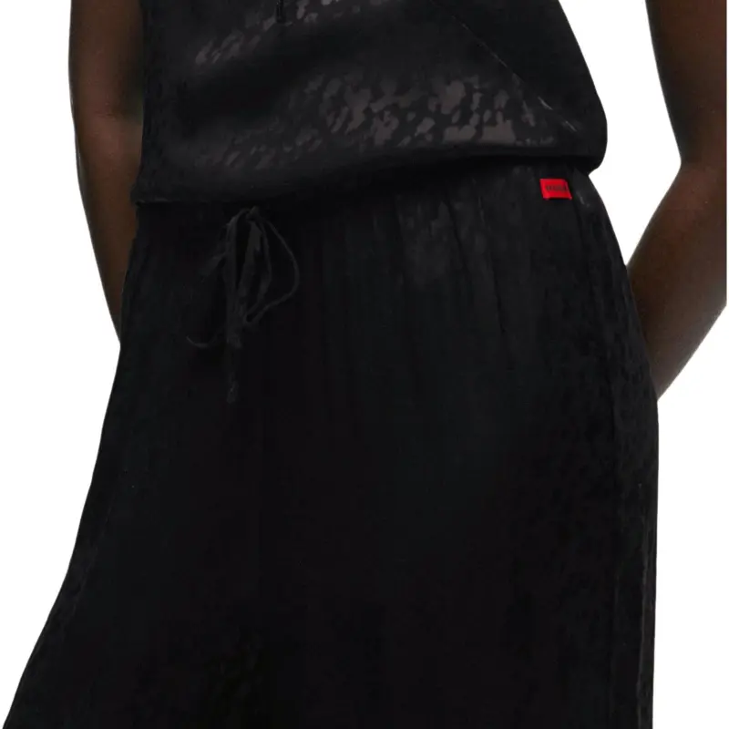 HUGO BOSS Signature-Jacquard Pajama Bottoms With Side Slits Casual Pants Women's Black-4