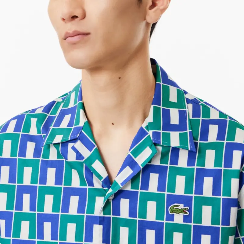 LACOSTE SS24 Shirt Men's Blue Green Multicolor-4