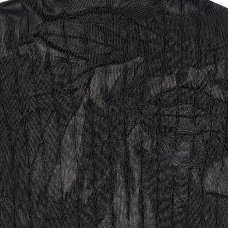 Balenciaga Creased Oversized Silk Rib Knit Turtleneck Black-4