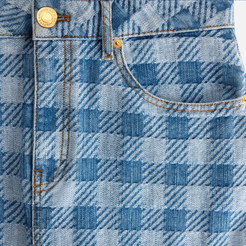 Ami Gingham Denim Jacquard Pencil Skirt 'Blue'-4