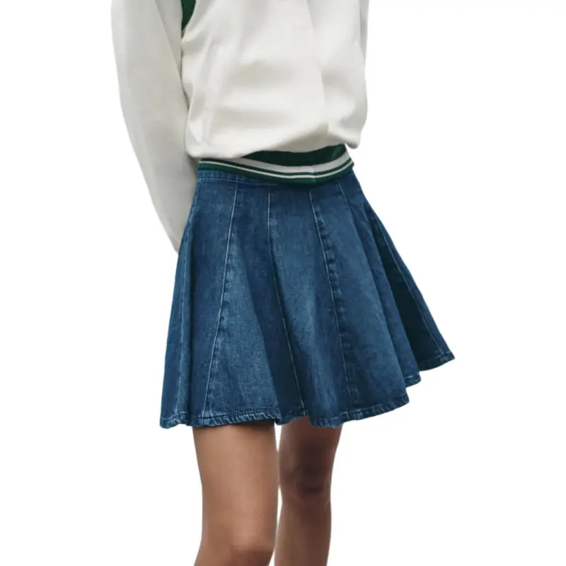 ZARA Trf Denim Short Skirts Women's Blue-4