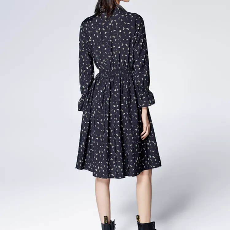 GAP Long Sleeved Dresses Women's Black Floral-2