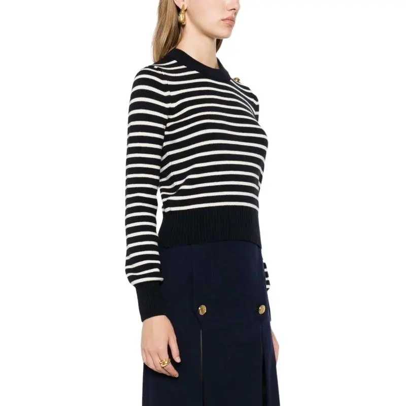 AMIPARIS Button Embellished Crewneck Knitted Jumper-3