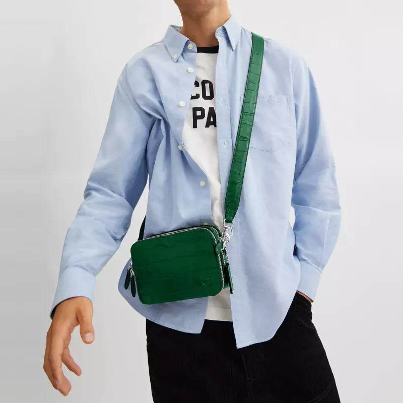 COACH Leather Messenger Bag Shoulder Bag Crossbody Bag Small Size Men's Ivy Green-4