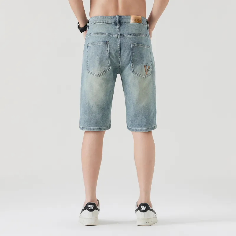FAIRWHALE Denim Shorts Unisex Nostalgic Vintage Blue-4