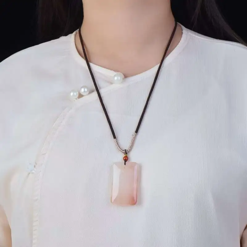 Gifts Golden Silk Jade Necklaces Unisex-3