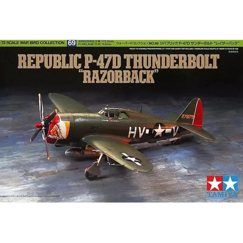 Tamiya 1/72 Thunderbolt P 47D Razorback Fighter Model Kits-1