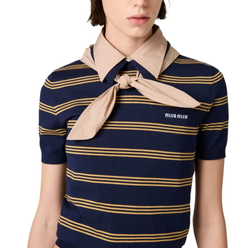 MIU MIU Striped Polo Top-3