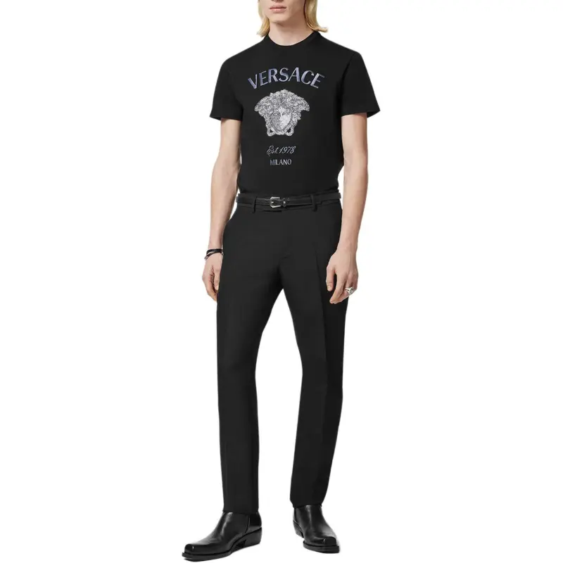 VERSACE Medusa Milano Embellished Crewneck T Shirt-1
