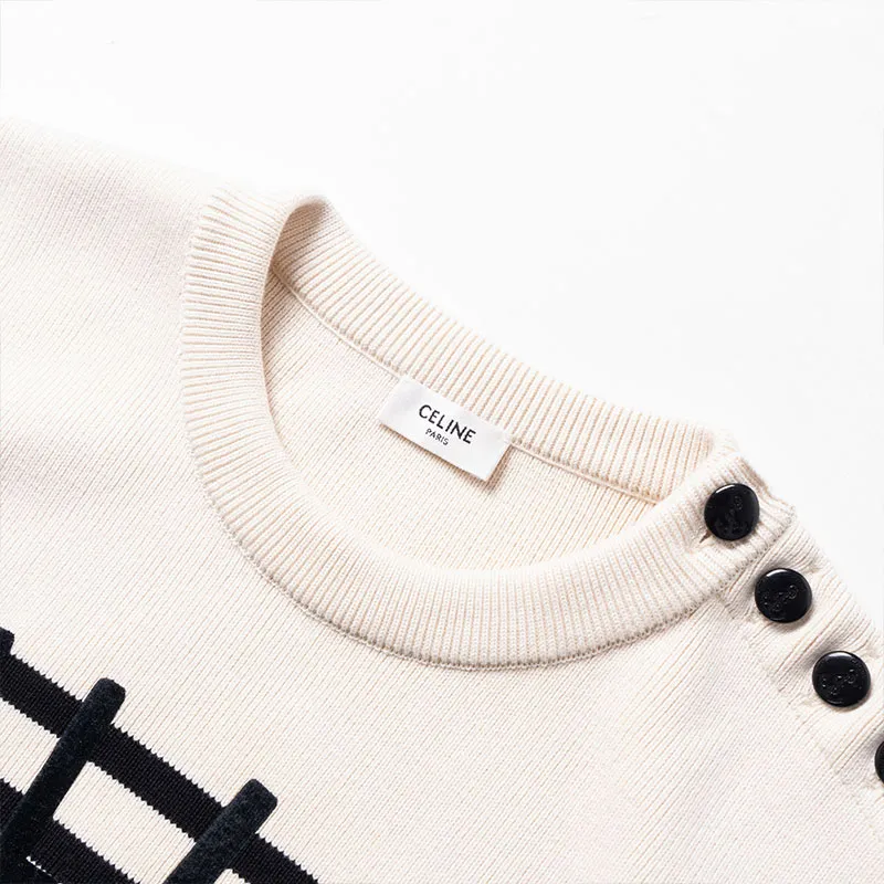 CELINE Crew Neck Mariniere Cotton Sweater-7
