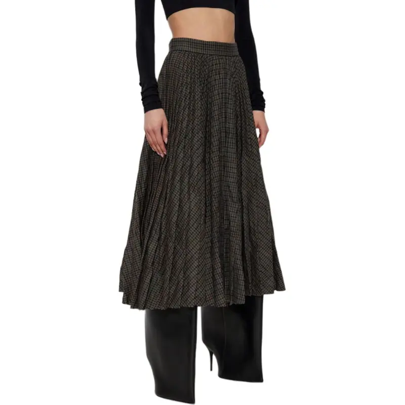 Balenciaga Checkered Pleated Skirt-3