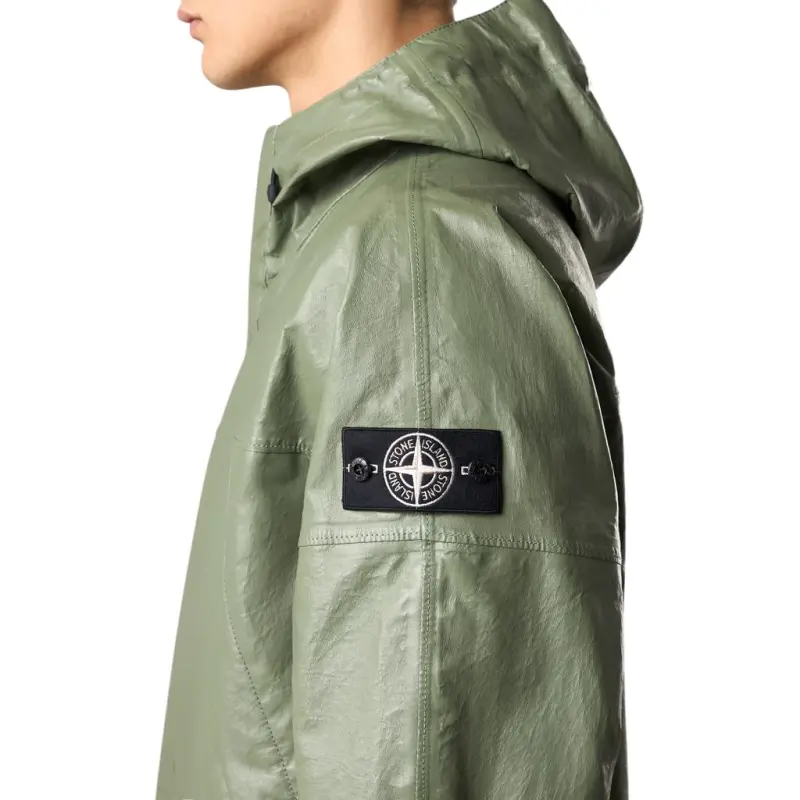 STONE ISLAND Leather Jacket Unisex Sage Green-4