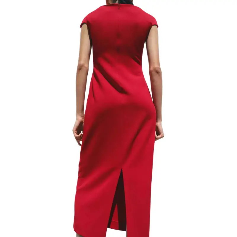 ZARA ZW Series Short Sleeved Dress Women's Red-4