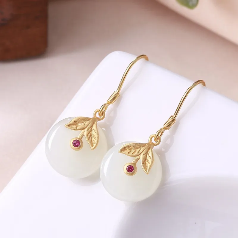 TAMINA Earrings White Jade Women's-1