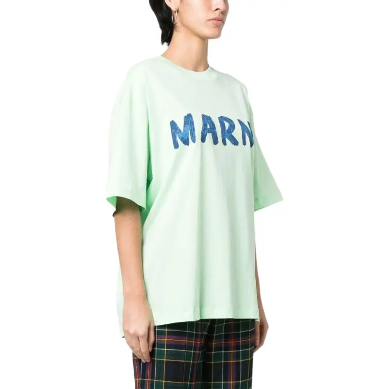 MARNI Drop Shoulder Sleeve T Shirt Women's Green-1