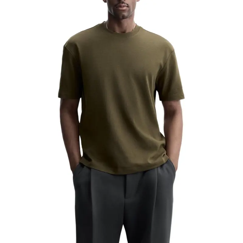 ZARA T Shirts Men Brown-2