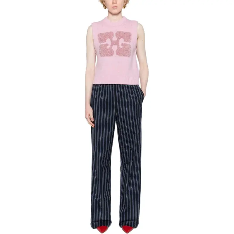 GANNI Logo Embossed Knitted Vest-2