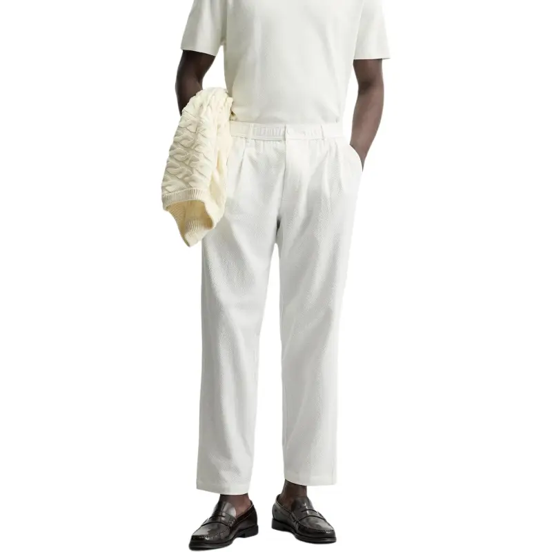 ZARA Casual Pants Men White-3