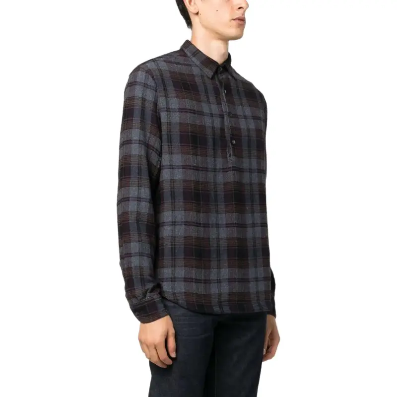 Barena Plaid Pattern Cotton-blend Shirt-3