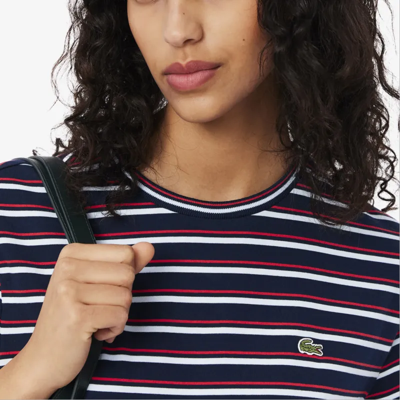 LACOSTE SS25 Regular T Shirt Women's Red White/Dark Blue-3