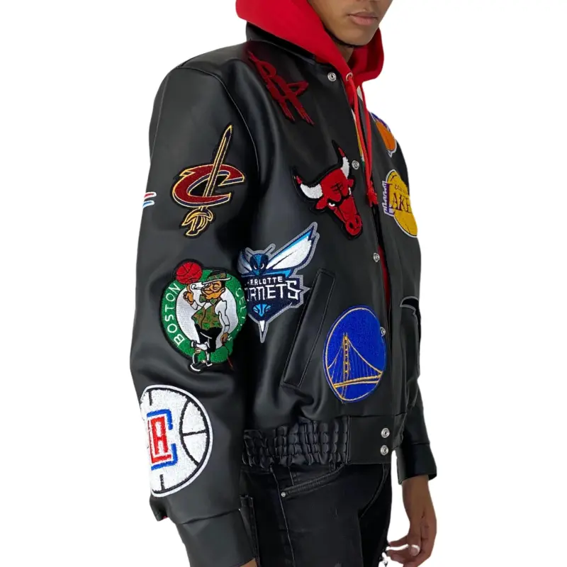 JEFF HAMILTON X Nba Collage Vegan Leather Jacket-4