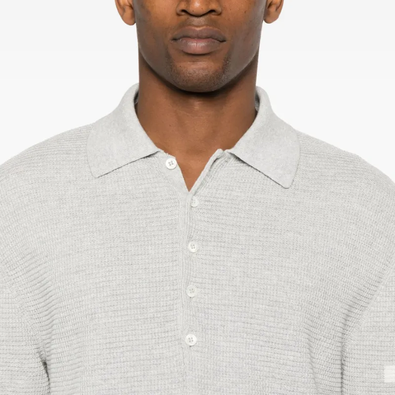 THOM BROWNE 4 Bar Knitted Polo Shirt-4