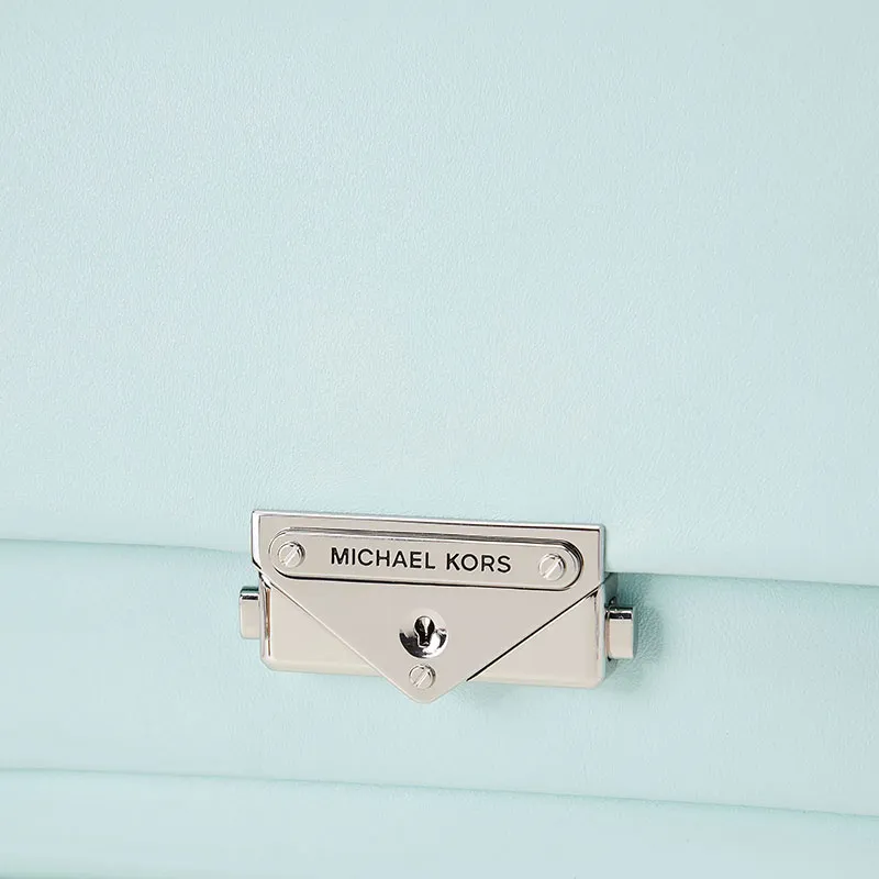 MICHAEL KORS Cow Leather Commute Crossbody Bag, Shoulder Bag Medium Size Women's Light Blue Green-4