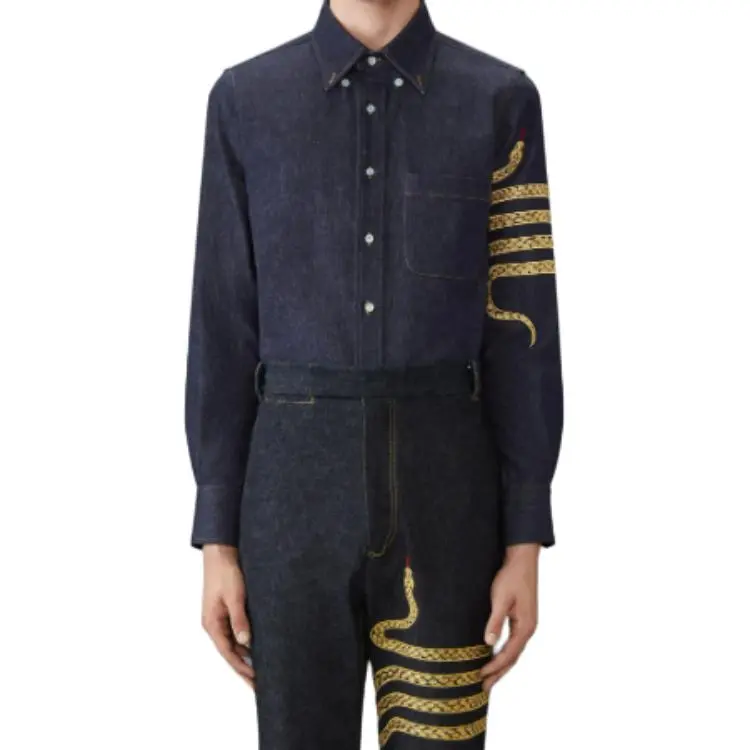 THOM BROWNE 4 Bar snake Denim Shirt-3