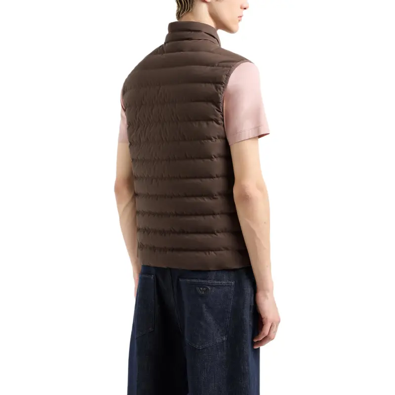 EMPORIO ARMANI Sleeveless Full zip Down Jacket In Quilted Nylon With Eagle Logo Patch-3