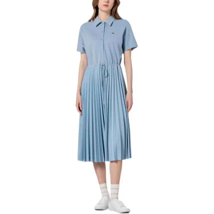 LACOSTE Short Sleeved Dress Women's Light Blue-1