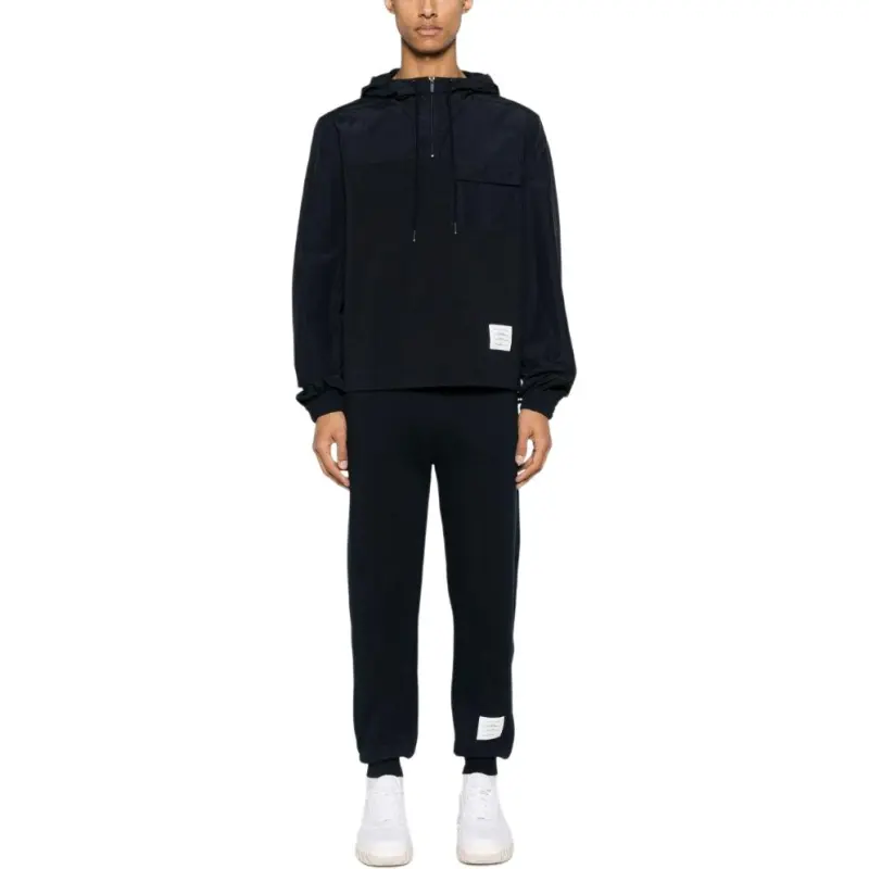 THOM BROWNE Logo Patch Drawstring Hoodie-3