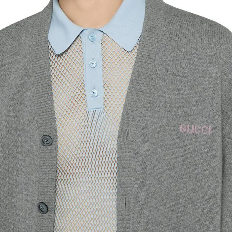 GUCCI SS25 Cashmere Sweater Men's Gray-6