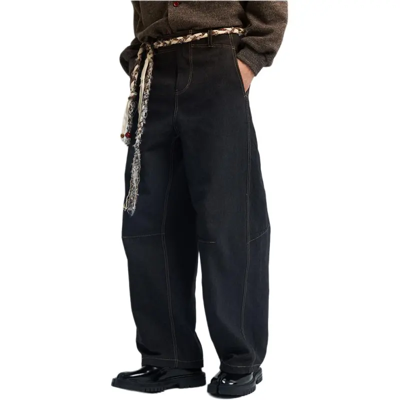 SAME FLOW Casual Pants Unisex Navy Blue-3