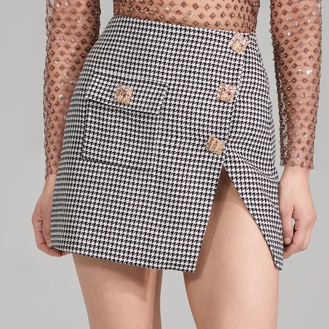 Self portrait Casual Short Skirts Women's Gray-4