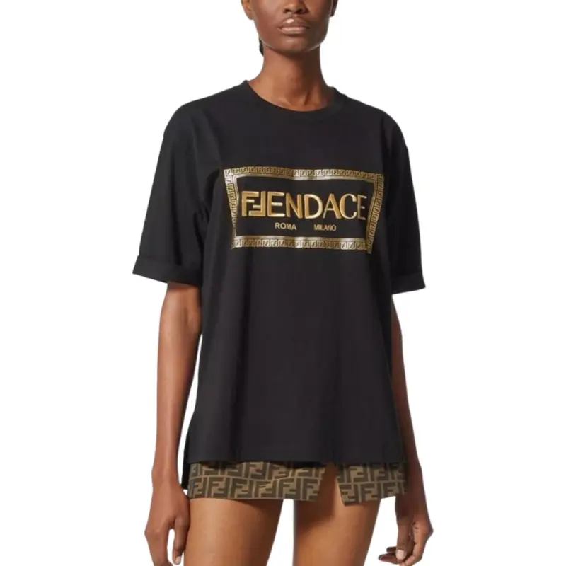 Versace X FENDI X VERSACE T Shirts Women's Black-2