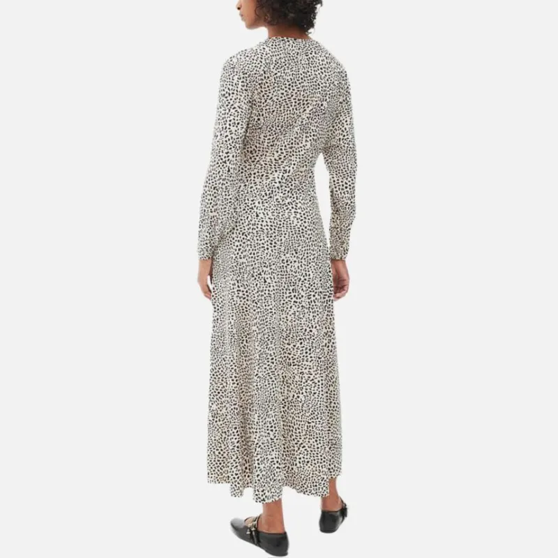 H&M Long Sleeved Dress Women's Light Beige/Leopard Print-1