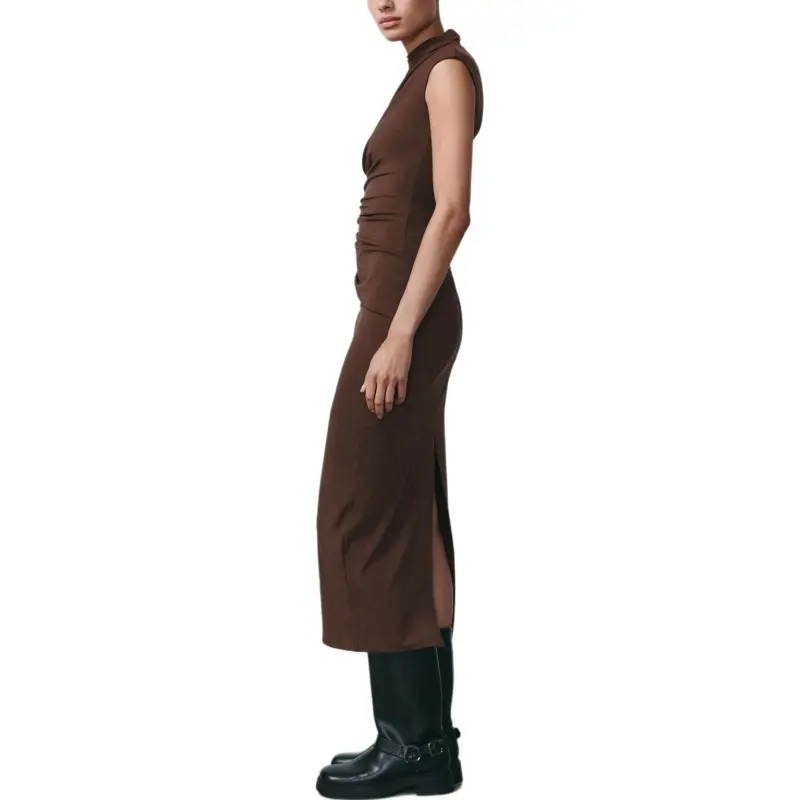 ZARA Sleeveless Dress Women's Brown-3