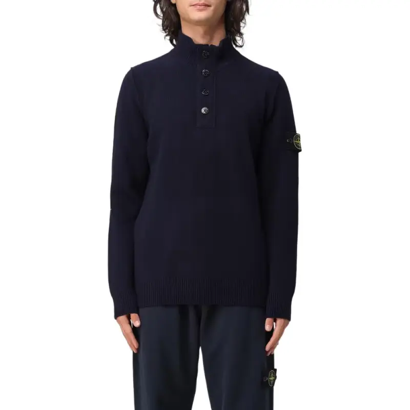 STONE ISLAND Logo Patch Mock Neck Sweater-2