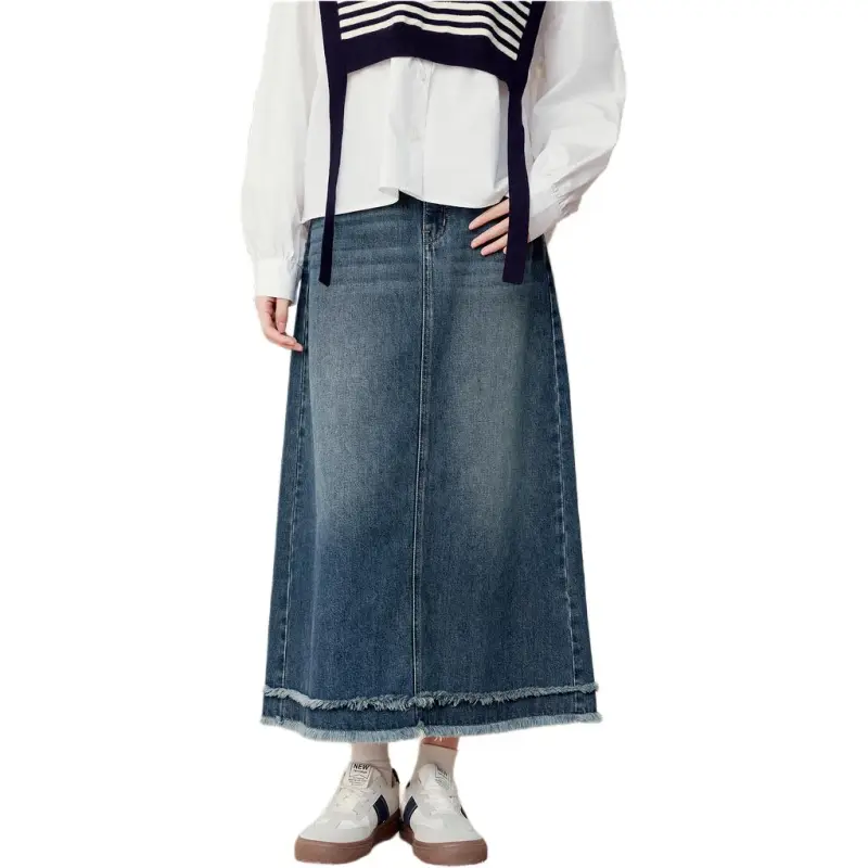 EICHITOO Denim Long Skirt Women's Denim Blue-4