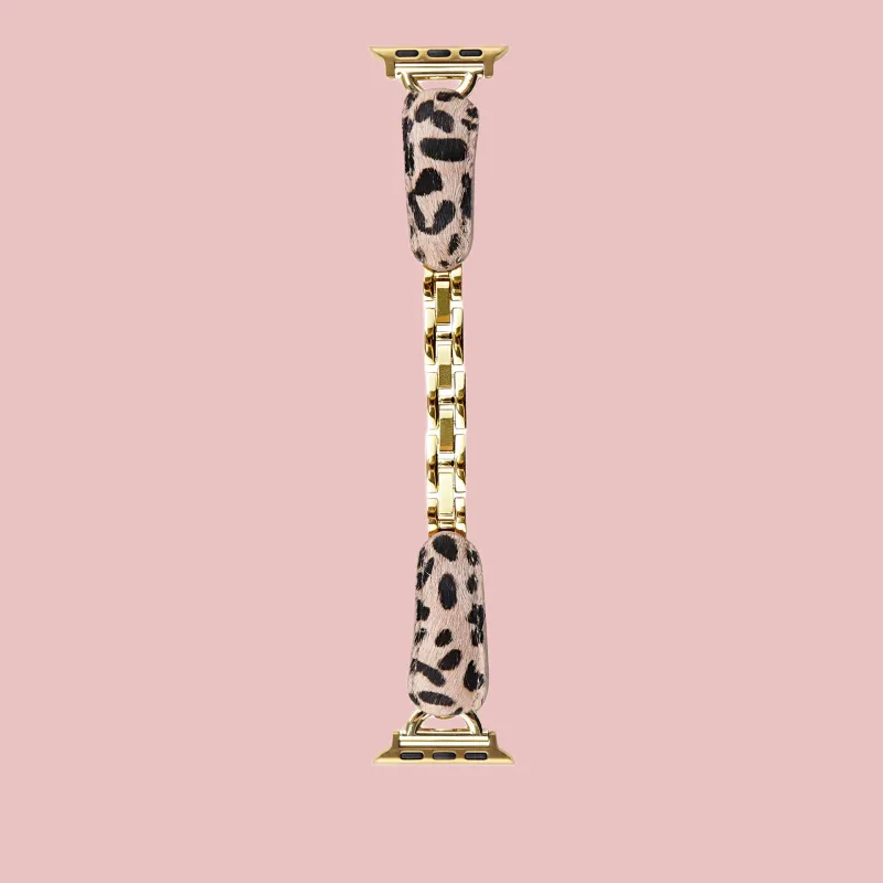 IWabcertoo Apple Compatibility Watch Band 46mm Leopard Print Material-5