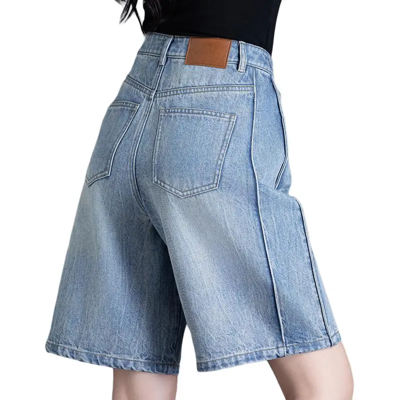 You Cow Me Pants Denim Shorts Women's Jade Sea Blue-13