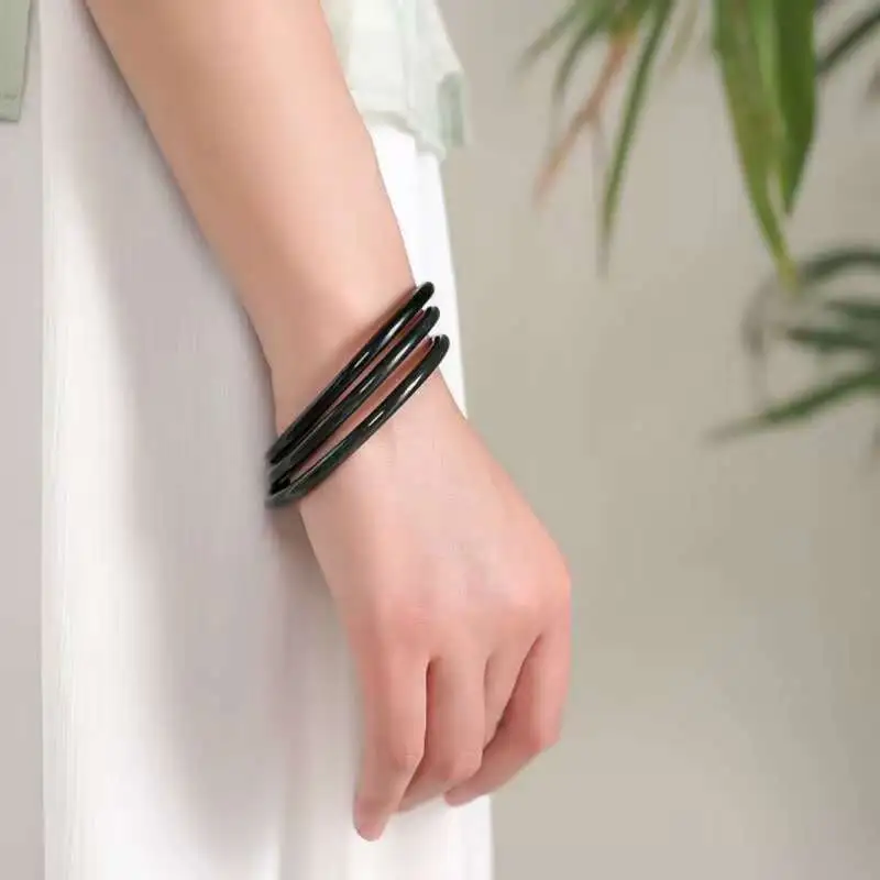 JUNWEN Hetian Jade Bangles Green Jade Women's-7