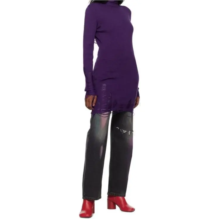 MM6 Maison Margiela Long Sleeved Dress Women's Purple-3