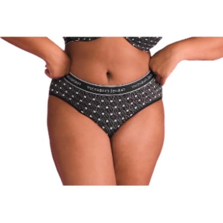 Victoria's Secret Underpants Women's 1 Pack Black Pink Heart Print-1