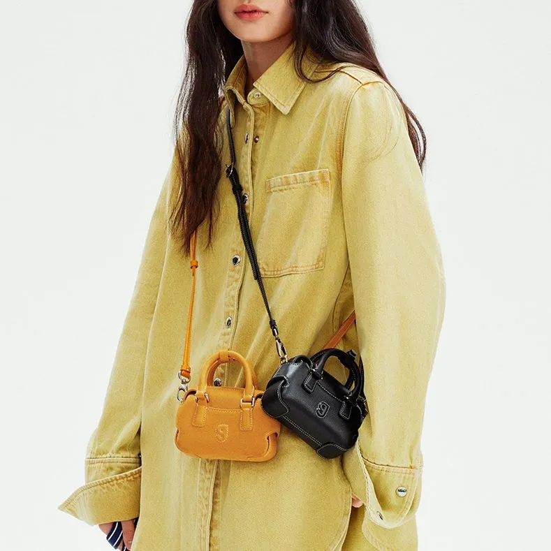 KUNOGIGI Cow Leather Handbag Women's Ginger Yellow-4