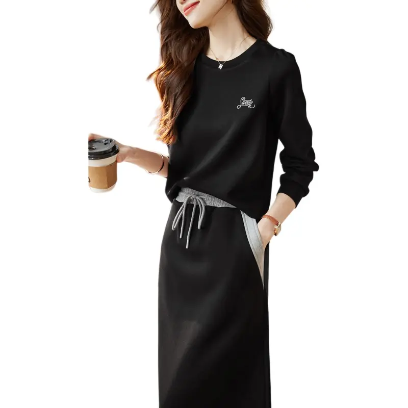 Mo Han Yi Mei Skirt Set Women's Black-4