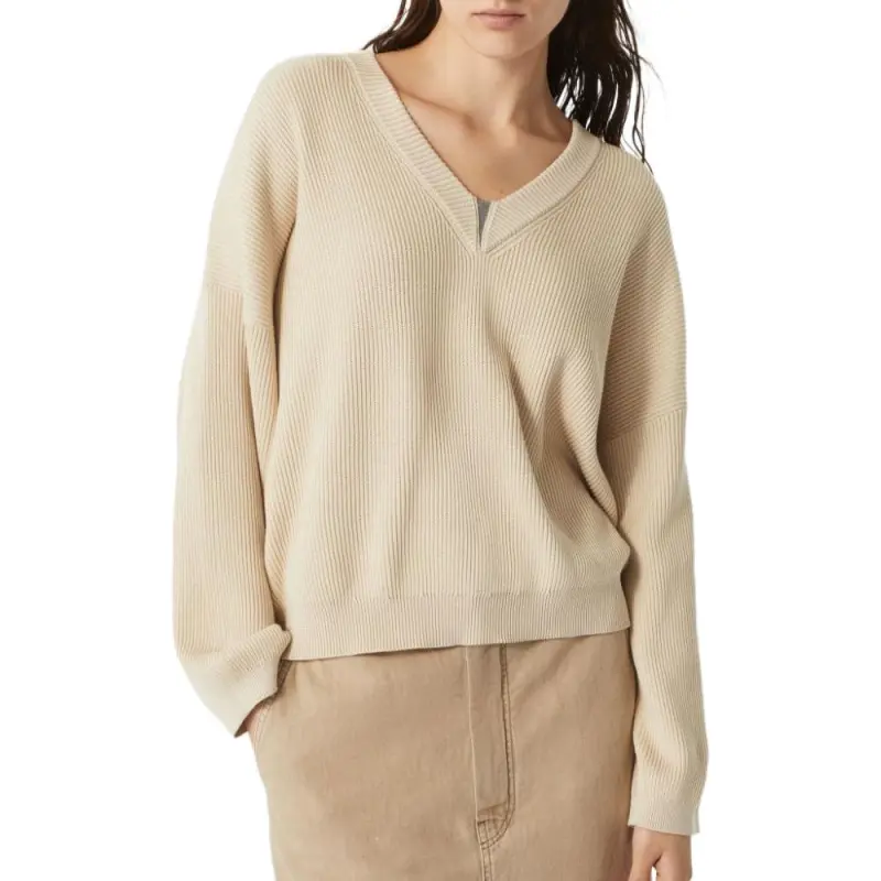 Brunello Cucinelli Monili Embellished V Neck Jumper-1