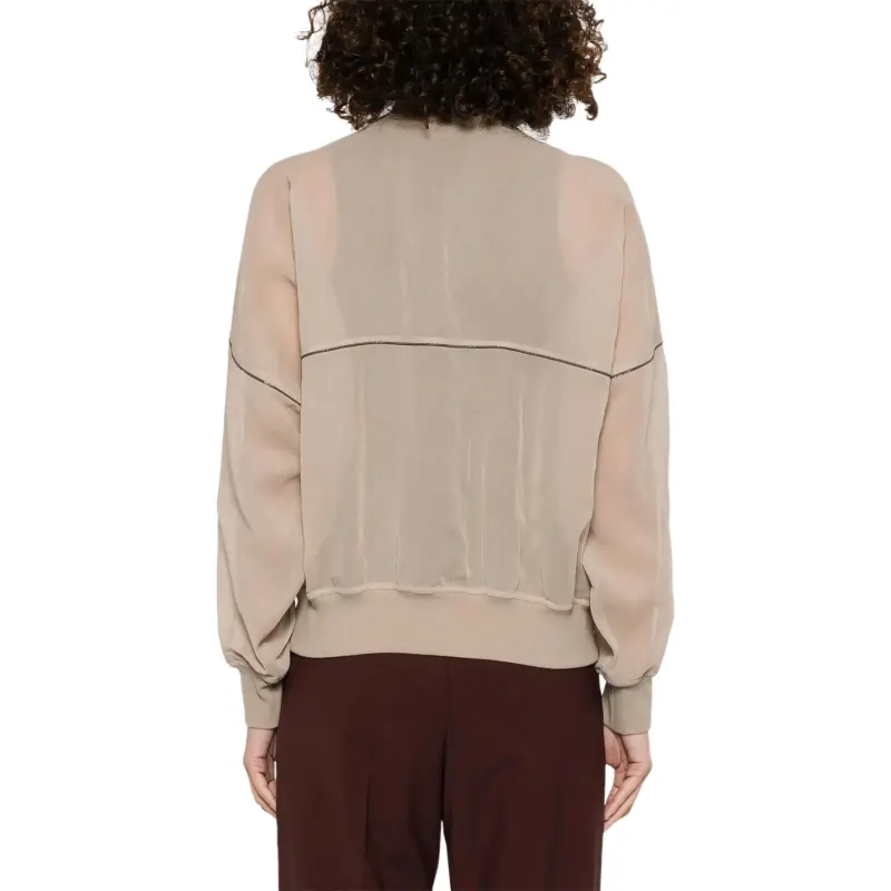 Brunello Cucinelli Shiny Trim Organza Bomber Jacket-2