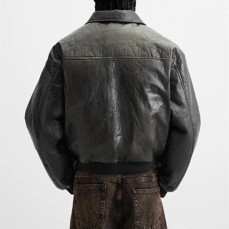 ZARA Leather Jacket Men's Black-4